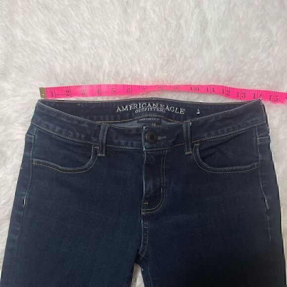 American Eagle Jeans Size 4 Long Super Stretch Skinny Dark Wash Blue - Picture 3 of 8